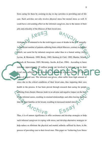 Achieving Less Stress in the Lives of Informal Caregivers of Adult Children with Multiple Disabilities and the Elderly with Alzheimer