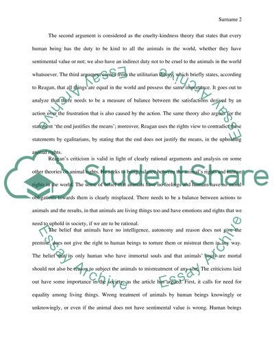 The Case for Animal Rights by Tom Reagan