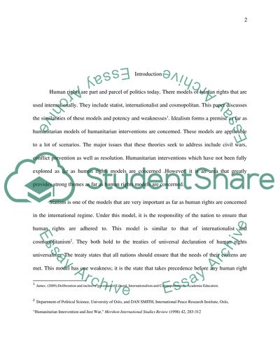 Models of International Human Rights - Statist, Cosmopolitan, and Internationalist