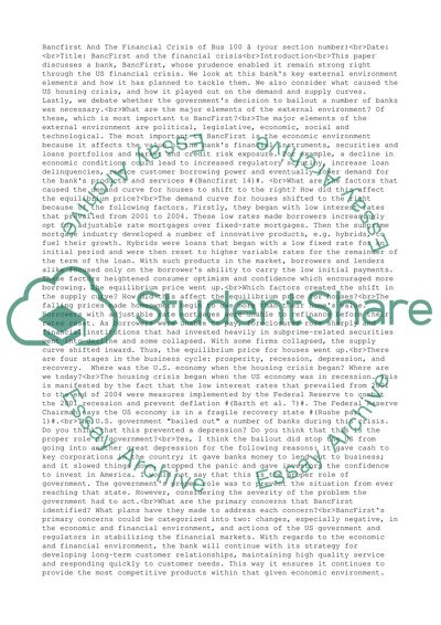 Bancfirst and the Financial Crisis