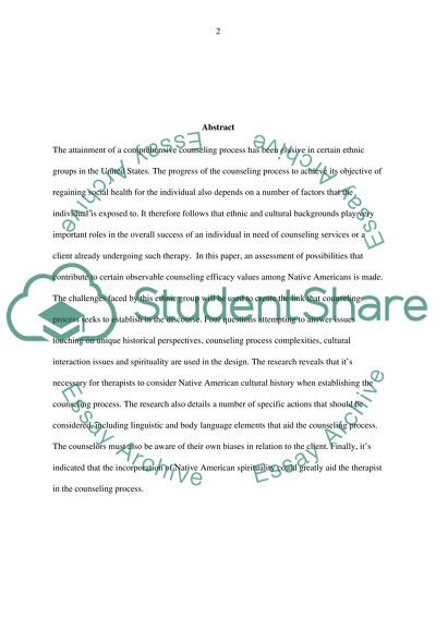 The Efficacy of Counseling with Native Americans