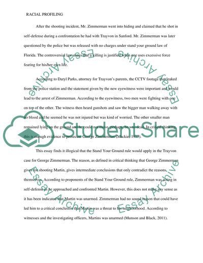 Racial Profiling: Trayyvon Martins Case