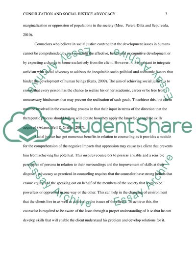 Consultation and Social Justice Advocacy