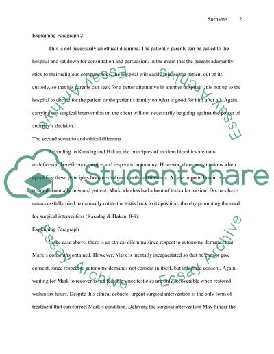 First Scenario of an Ethical Dilemma