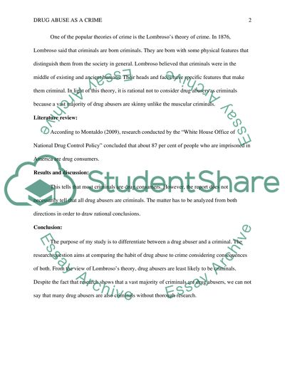 Drug Abuse as a Crime