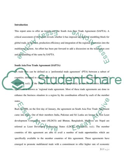 Key Aspects of South Asia Free Trade Agreement