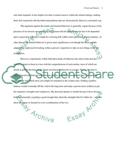 Argument for and against innate and learned behaviour