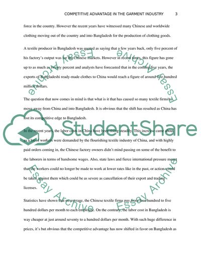 Competitive Advantage in the Garment Industry