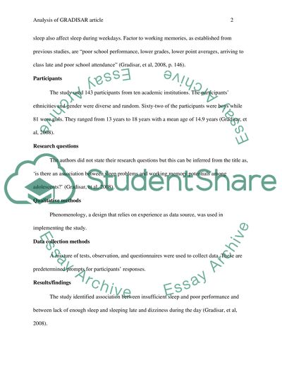 Analysis GRADISAR article