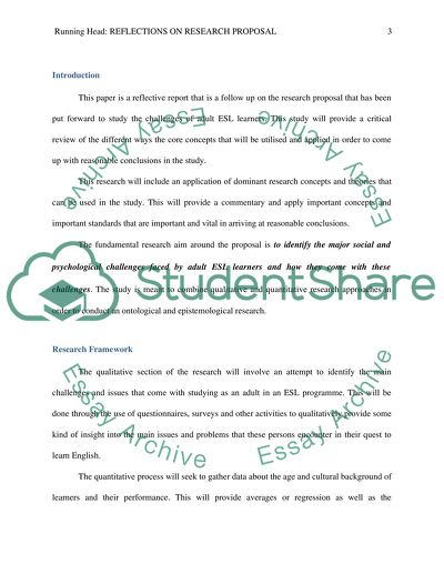 Reflections in Research Proposal