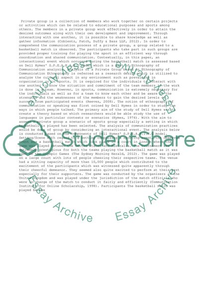 Analysis of a Private Group-Based on Ethnography of Communication
