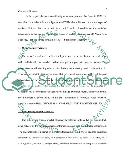Corporate Finance - Forms of Market Efficiency