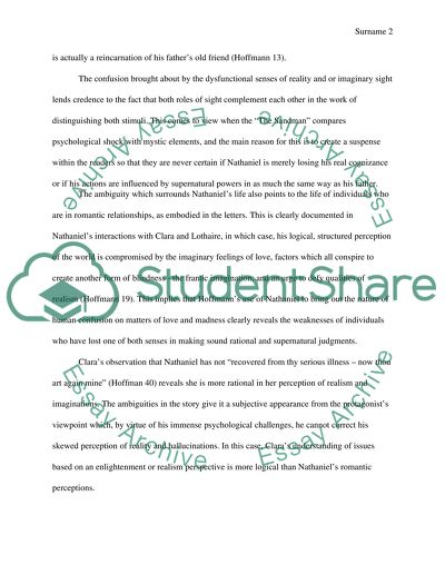 Literary analysis on E.T.A. Hoffmanns The Sandman