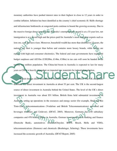 Foreign Direct Investment in Australia