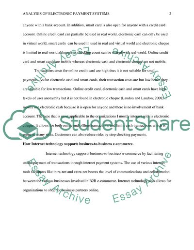Analysis of Electronic Payment Systems