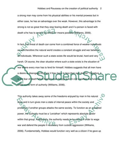 Hobbes and Rousseau on the Creation of Political Authority