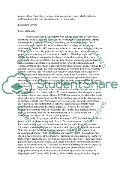 Social Accounting Practices, Capacities and Connections Within Rural Society as a Two Thai Villages