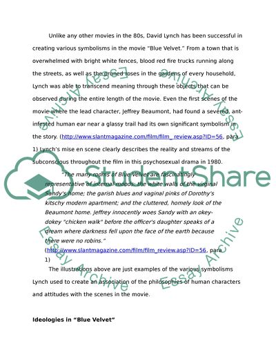 Ideology in Blue Velvet By David Lynch