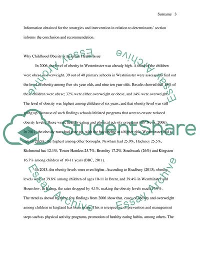 Evaluating Childhood Obesity in the London Borough of Westminster