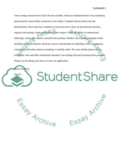 The Position of Marketing Assistant