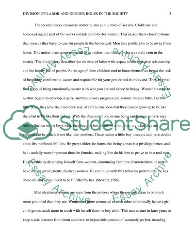 Division of Labor and Gender Roles in the Society