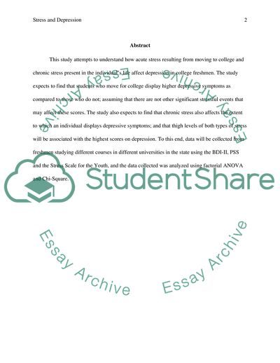 The Effect of Stress on the Extent to Which College Freshmen Exhibit Depressive Symptoms