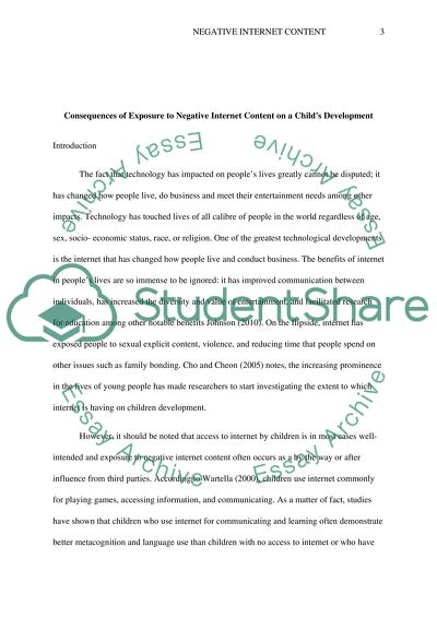 Consequences of Exposure to Negative Internet Content on a Childs Development