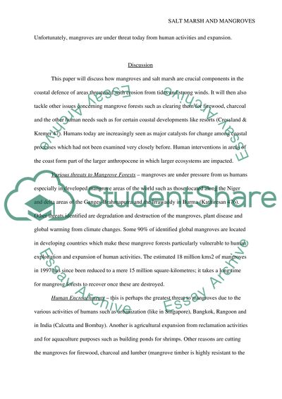 Salt Marsh and Mangroves (for Coastal Defence)