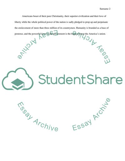 Anti-slavery Movement in America revealed by Frederick Douglass