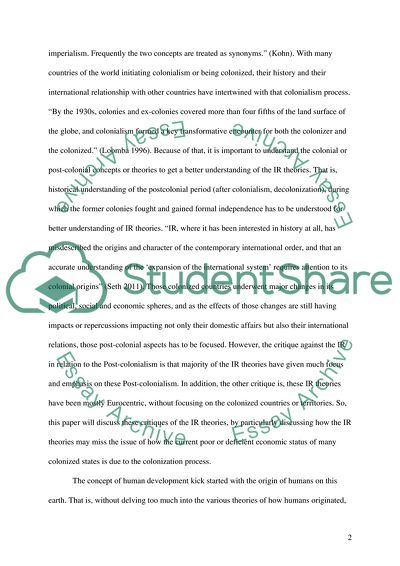 Post Colonial Critique of International Relations