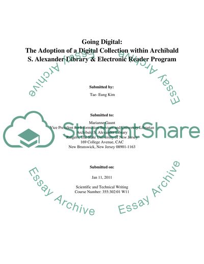 The Adoption of a Digital Collection within Archibald S. Alexander Library & Electronic Reader Program
