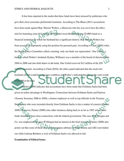 Ethics and Federal Bailouts