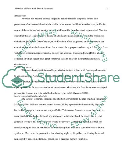 Down syndrome essay example