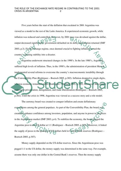 The Role of the Exchange Rate Regime in Contributing to the 2001 Crisis in Argentina