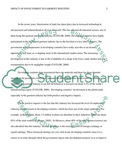 Impact of Involvement in the Garment Industry