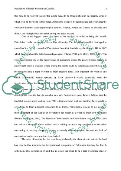 Resolution of Israeli-Palestinian Conflict