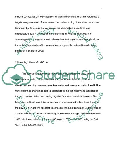 The Meaning and Significance of The War on Terror in the Unravelling of the New World Order