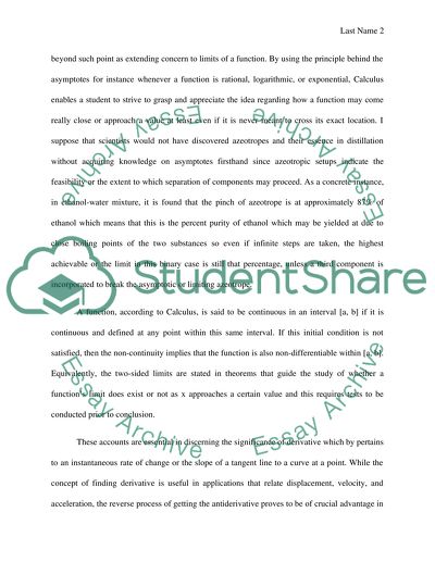 Application of Calculus to the major/future career