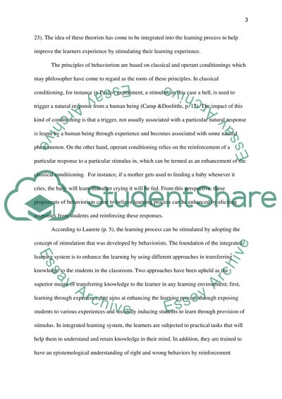 Behaviourist Principles in Contemporary Classrooms