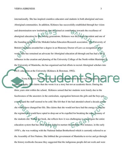 Verna Kirkness and Her Life Story