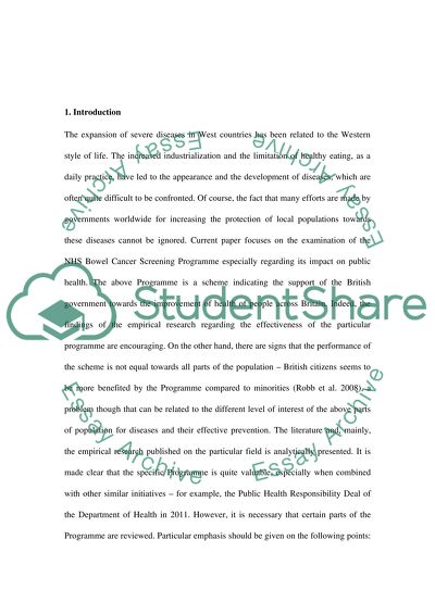 The NHS Bowel Cancer Screening Programme: A Public Health Review