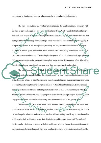 My Vision of a Sustainable Economy