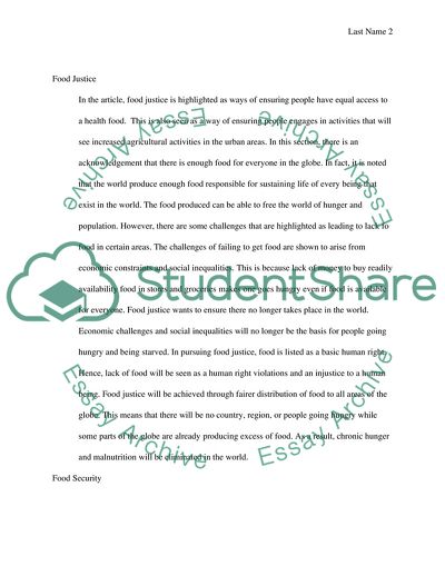 Food Security, Fast Food Nation