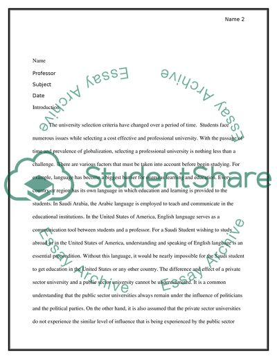 Set of Standards to Evaluate Different Universities
