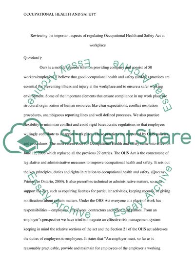 safety essays what is ohs