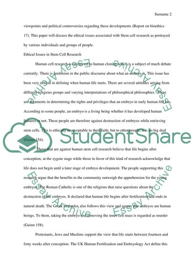 Ethical Issues in Stem Cell Research