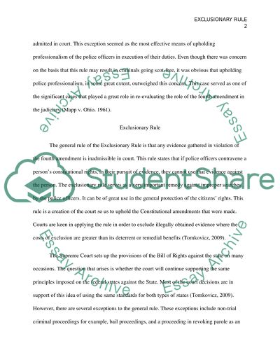 Admissible Evidence and Exclusionary Rule