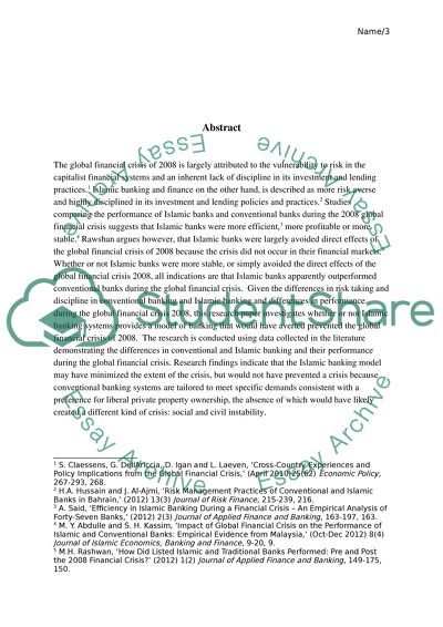 Would Islamic financial system be able to prevent the current global financial crisis Discuss