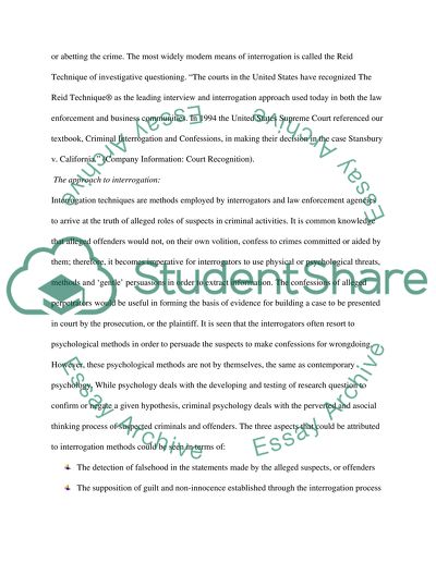 The Interrogation Process, Techniques, and Approches