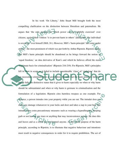 Jurisprudence and Paternalism as a Curtailment of Liberty